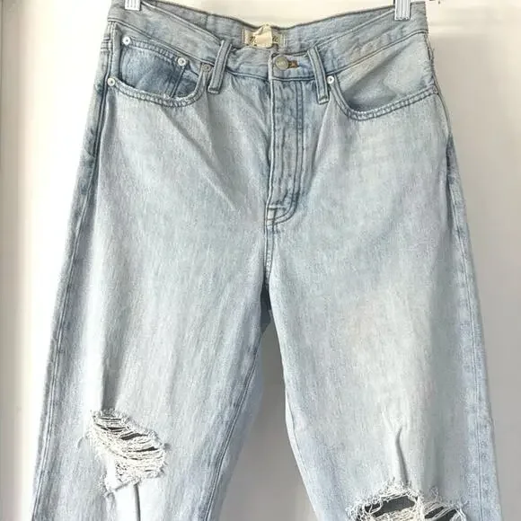 Madewell Women’s The Dad Jean High Rise Distressed Size 26 Light Wash - Picture 7 of 14